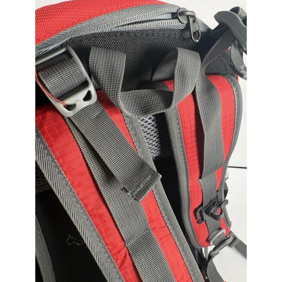 Columbia 40L Hiking Backpack Red Gray Rain Cover Camping Travel Pack Bag